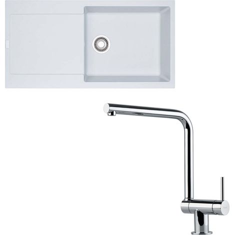 Pack évier XL Maris Fraganit blanc artic 970 x 500 x 200 mm + mitigeur Neptune rabattable - Franke