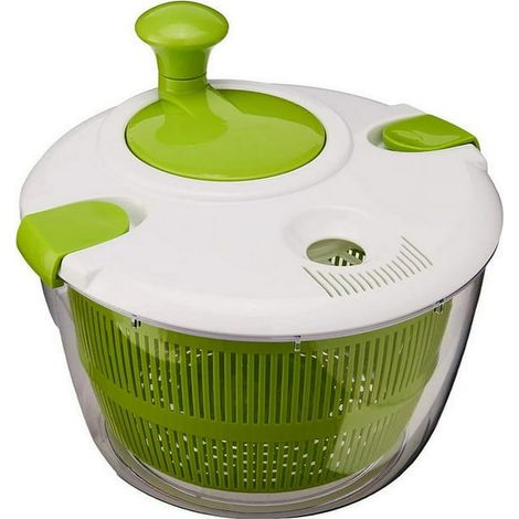 Essoreuse à salade de cuisine grande capacité 5 L - Essoreuse manuelle avec couvercle à verrouillage sécurisé et poignée rotative - Essoreuse à salade facile à utiliser avec bol, passoire et système d (1/4)