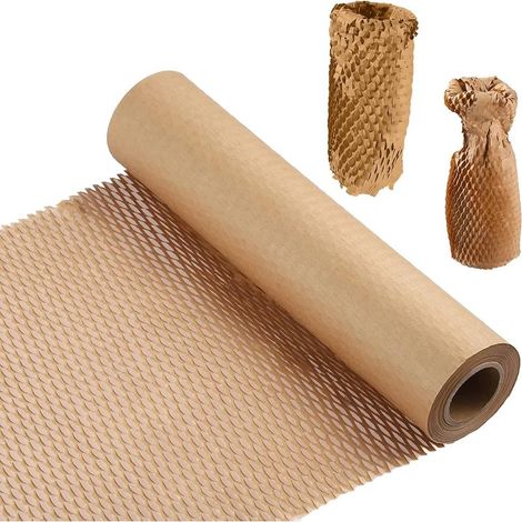 Rouleau de Papier Kraft en nid d’abeille Emballage écologique pour Protection, Rembourrage, Cartons déménagement (30cm 30M) (1/5)