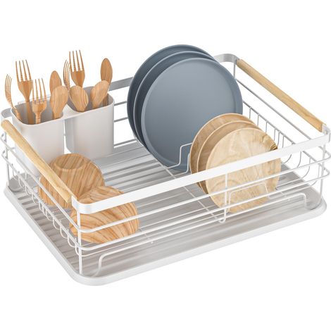 Égouttoir de Cuisine avec Porte-Ustensiles et Bac D'égouttement - Plateau Étendoir pour Évier, Capacité 3-5 Personnes - Gain de Place et Organisation Optimale (1/5)