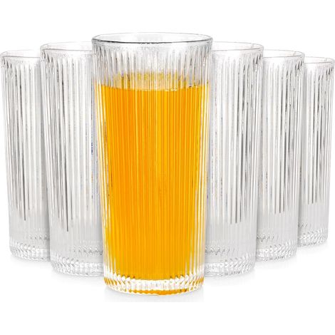 Juego de 6 vasos ranurados para bebidas de agua de 320 ml (1/5)