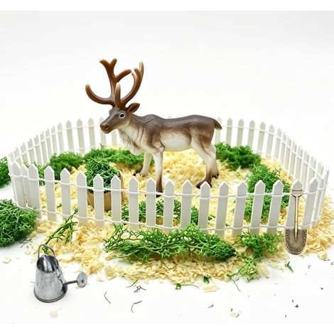 Lot de 7 nains miniatures avec clôture miniature de 100 cm, tonneau d'alimentation, carafe à eau, mousse, accessoire de décoration miniature pour village de Noël, maison de poupée, pays d'hiver (1/5)