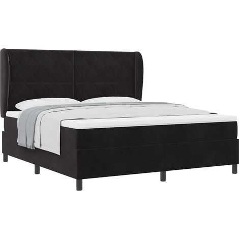 Maison Exclusive - Letto a molle con testiera Nero 200 x 180 cm Velluto (1/5)