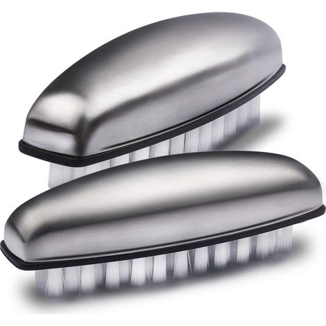 2x brosse à ongles à main en acier inoxydable, brosses à ongles poils durs brosse de nettoyage des ongles pour nettoyer les mains, les ongles, les pieds (1/5)