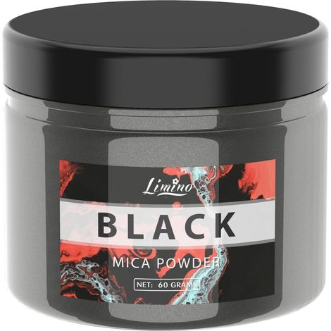 Colorant résine époxy Métalliqu - 60g Poudre Mica Pigment de résine époxy pour Epoxy Resin, Fabrication de Savon - Mica Powder pour Art de Résine, Peinture, Nail Art, Bombe de Bain (Noir) (1/5)