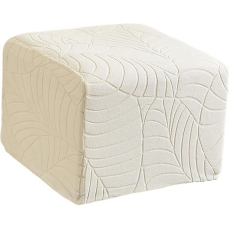 Housse carrée pour Pouf, Housse Pouf Moderne, résistante aux déchirures et Lavable, protège Le Repose-Pieds la Chambre à Coucher et des Articles, Blanc Cassé (1/5)