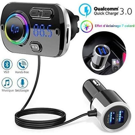 Bluetooth per auto, ricarica rapida QC3.0, due porte USB, ampia gamma di compatibilità