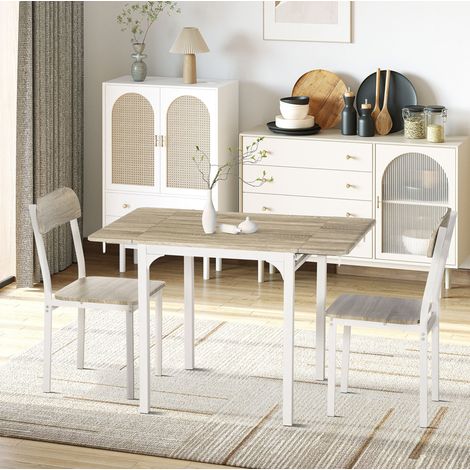 MEUBLIV Set da pranzo 3 pezzi 110 x 70 x 75 cm naturale bianco - tavolo pieghevole (1/5)