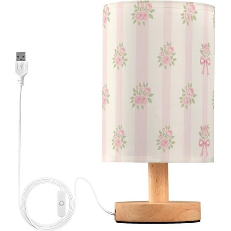 Petite lampe de table vintage rose rayée pour chambre d'enfant la (1/5)