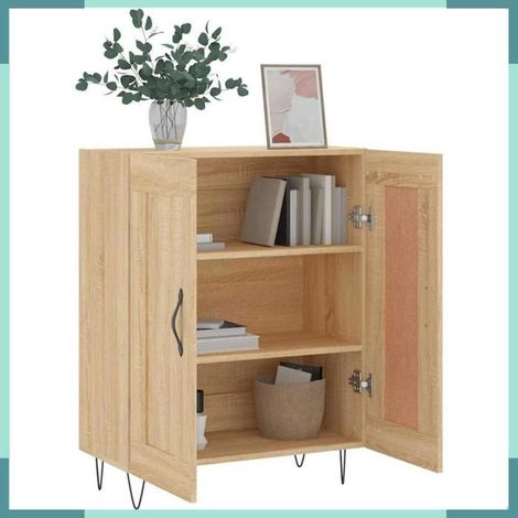 Buffet - 830191 - Chêne sonoma - 69,5 x 34 x 90 cm - Bois d'ingénierie et fer (1/5)