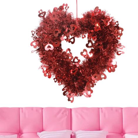 Couronne de la Saint-Valentin Décoration Murale en Forme De Cœur pour La Couronne Artificielle Pour Entrée pour Réunions Familiales Cuisine Entrée Mariage et Fête (1/5)