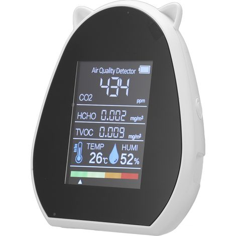Détecteur de CO2 avec mesure de la température et de l'humidité, moniteur précis de la qualité de l'air pour la mesure du dioxyde de carbone (HCHO), des COVT, 5 V CC (1/5)
