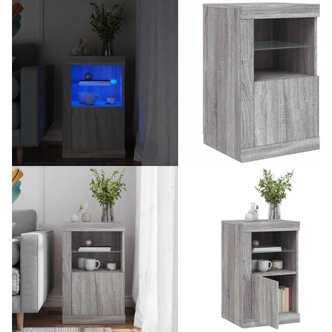 Armoire latérale et lumières LED sonoma gris bois d'ingénierie - Meuble De Rangement - Armoire - Meuble TV - Luminaire Led - Éclairage Rgb - Home & Living (1/5)