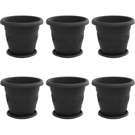 Maison Exclusive - Vasi per Piante 6 pcs Nero Ø 26 x 21.5 cm Plastica