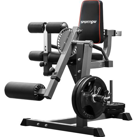 Machine polyvalente pour jambes avec charge par plaques, réglages multiples, acier noir (1/5)