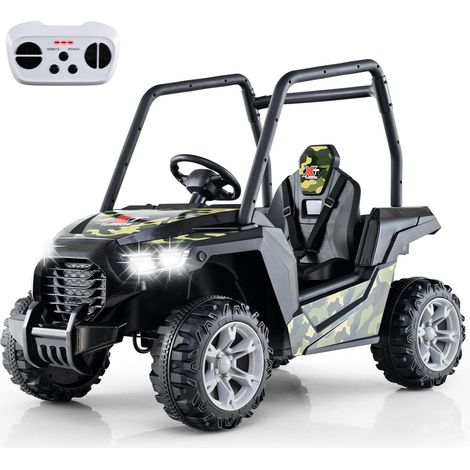 COSTWAY 24V Macchina Elettrica per Bambini, UTV Elettrico con Telecomando Cintura di Sicurezza a 3 Punti, 3 Velocità 2,5-4,5 km/h, Partenza Lenta, Veicolo per Bambini di 3-8 Anni (Nero+verde)