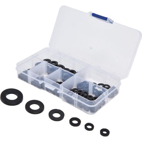 Kit d'assortiment de 250 rondelles plates noires en nylon pour joints d'étanchéité domestiques M2-M6 (1/5)