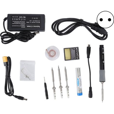 Kit fer à souder portable SQD60B, station de soudage électronique avec pannes de rechange, prise UE 100-240V, outil de brasage professionnel pour réparations précises. (1/5)