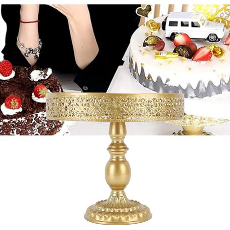 Ornement de table pour les desserts de mariage doré, présentoir à gâteaux de style européen, accessoires de mariage, assiette à gâteau en dentelle, présentoir à desserts en fer - Grande taille (1/5)