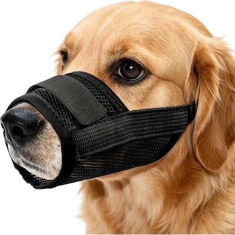 XL Adjustable Dog Muzzle for Dogs, Black Anti Bark Prevents Eating, Biting and Barking (1/5)