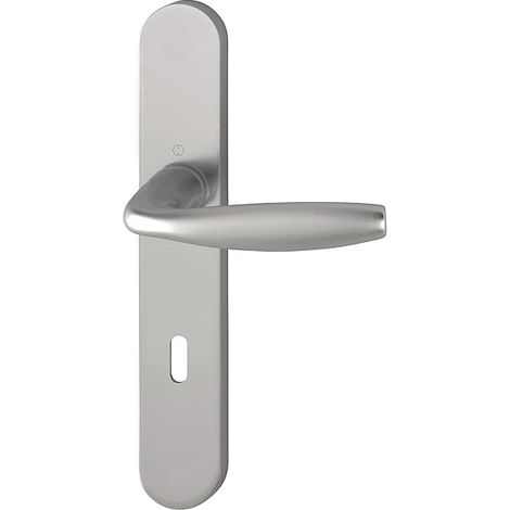 Ensemble poignée sur plaque Hoppe NEW YORK EA70 grand modèle, entraxe 70 mm, finition alu aspect inox