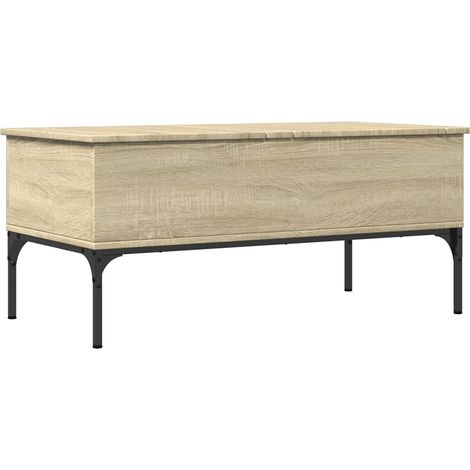 Mesa de centro con 2 compartimentos, diseño moderno y contemporáneo, 100 x 50 x 45 cm, madera de ingeniería y metal DEC038868