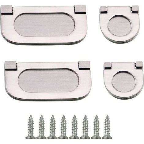 Juego de 4 tiradores invisibles para cajones de 35/75 mm con tornillos para armarios, cómodas y gabinetes, color plata. (1/5)
