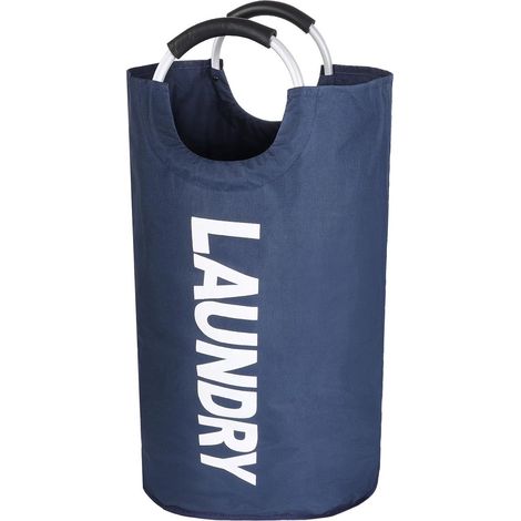 Panier à linge - Sac à linge - Trieur de linge - Sacs à linge - Pliable - 90 L - 38 x 79 cm - Sac à linge pliable - Panier à linge avec poignées - Paniers à linge - Boîte à linge - Bleu (1/2)