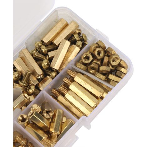 Ensemble de 180 vis à entretoises en laiton M4, écrous et vis hexagonaux mâles et femelles. (1/5)