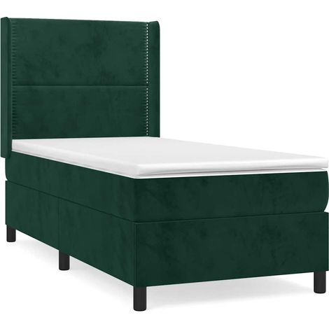 Maison Exclusive - Boxspringbett mit Matratze Dunkelgrün 90x190 c (1/5)
