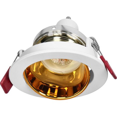 Support Spot GU10/MR16 Encastrable Rond Orientable Aluminium Blanc et Or - SILUMEN (1/5)