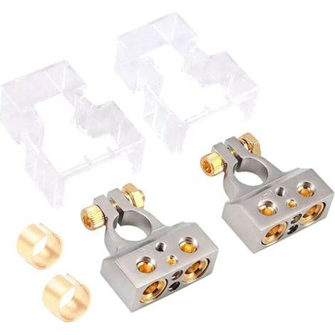 Connecteurs de Bornes de Batterie de Voiture avec Couvercles, Cales, Joint de Batterie Modifié, Adaptateur D'Alimentation Positif et Négatif, (1/2)