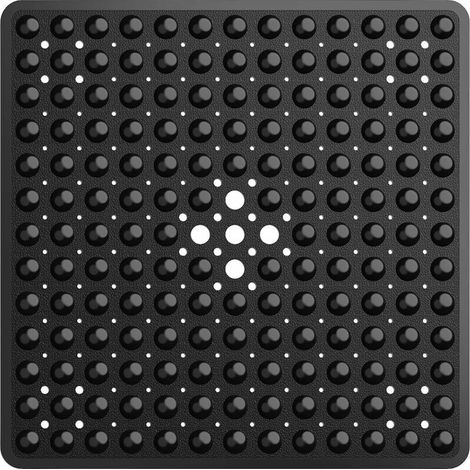 Tapis de Douche Anti-dérapants Tapis de Bain avec Ventouse, Waschbare Maschine Tapis de PVC Douche avec Trous de vidange, 53 × 53cm, Transparent Noir (1/5)