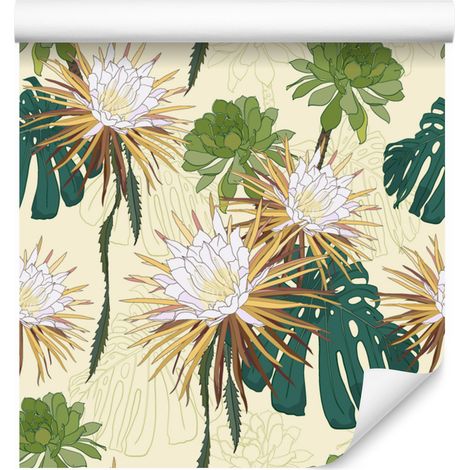 Papier peint à motif de fleurs lumineuses et de feuilles pour salon et chambre, 50 x 1000 cm (1/5)