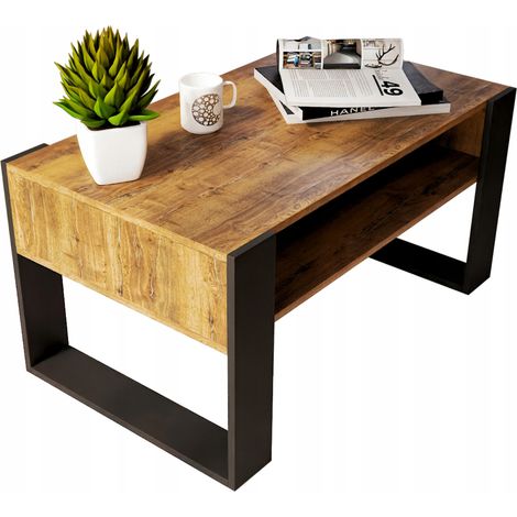 Tavolino da caffè in rovere 90x50cm, tavolino retrò, tavolo VIP da loft (1/5)