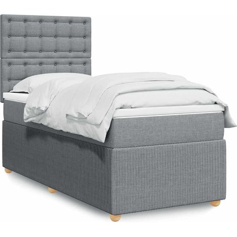 Boxspringbett mit Matratze Hellgrau 90x190 cm Stoff vidaXL113767 (1/5)