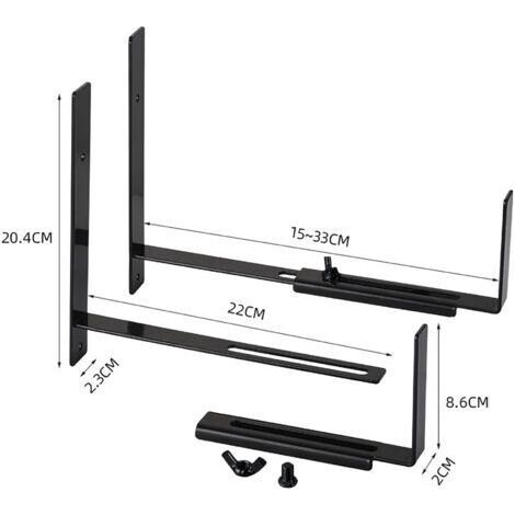 Lot de 2 supports réglables pour jardinières (15-30 cm) pour rebords de fenêtres, balcons et garde-corps  supports de suspension extérieurs pour clôtures, balcons et terrasses.