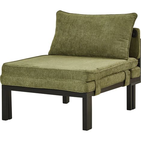 Canapé-lit pliant 2 en 1 vert avec port USB Type-C, convertible en lit simple avec coussin, idéal pour petits espaces (1/5)