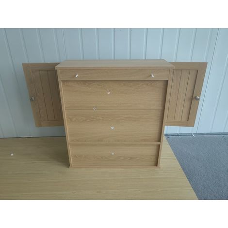 Armario de baño de pared MDF efecto roble, 2 puertas y estante abierto, 50 x 20 x 60 cm (1/5)