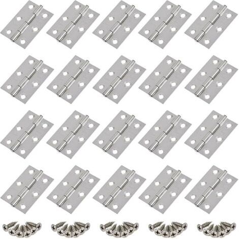 Cerniere, 20 pezzi, cerniere in acciaio inox, cerniere per porte, fori per cerniere piatte, cerniere per cassetti di mobili, connettori per cerniere per finestre, cerniere per mobili color argento, co