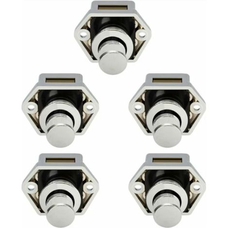 5 pcs Mini Bouton Poussoir Tiroir Placard Porte Loquet De Verrouillage Caravane Camping-car Nickel Bateau Bouton- Nickel