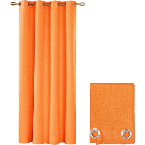 Tenda Porta Finestra 140x280 cm Tessuto Intrecciato Semitrasparente Coprente Occhielli Acciaio - Arancione