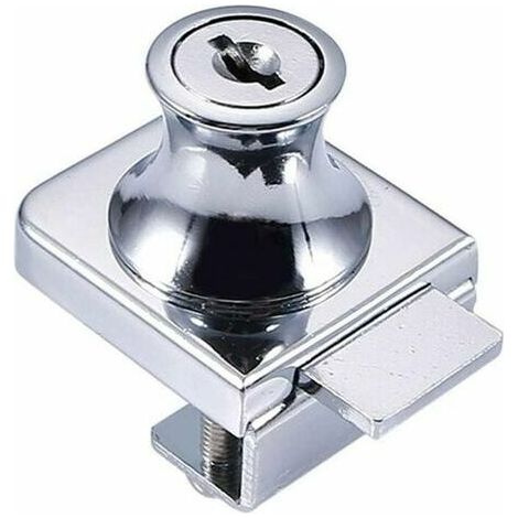 YLUOWL Glastürschloss, verchromtes Stahlschloss, Glaspaneelschloss, Glastürschloss, Schaufensterschloss, für Glastüren, 5–8 mm Bohrung erforderlich, 2 Schlüssel im Lieferumfang enthalten LMLY-AquaForg