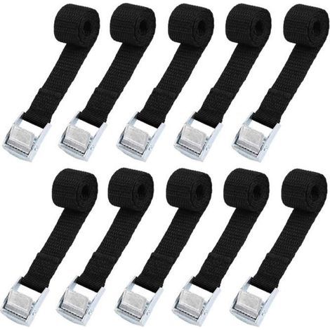 (Noir)10pcs Sangle d'arrimage 2X39CM Kit de Fixation pour Moto- Voiture- Porte Vélo Sangle de Serrage Charge Maximale 500 kg - Noir (1/4)