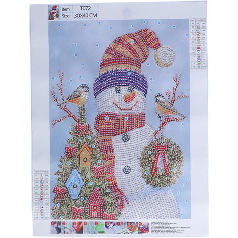 Peinture diamant à faire soi-même, bonhomme de neige d'hiver, décoration murale à suspendre. (1/5)
