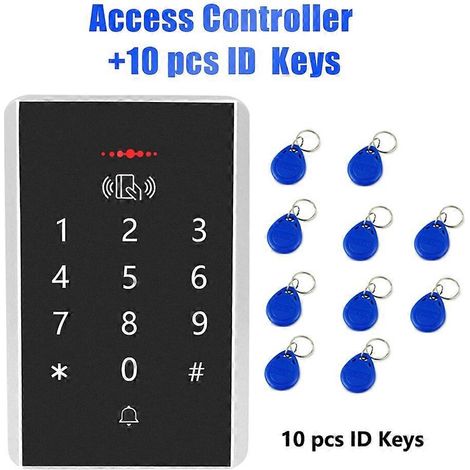 Contrôleur d'accès autonome 2000 utilisateurs, clavier de contrôle d'accès RFID 125 kHz, panneau numérique, lecteur de cartes, système de verrouillage de porte, AC et 10 clés d'identification (1/5)