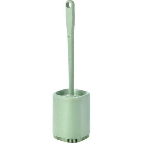 ZOLGINAH Brosse WC Silicone et Supports Brosse Toilettes WC Nettoyante en Profondeur,Balayette WC avec Long Manche en Plastique Antidérapant pour Nettoyer Le Coin des Toilettes,Vert (1/5)