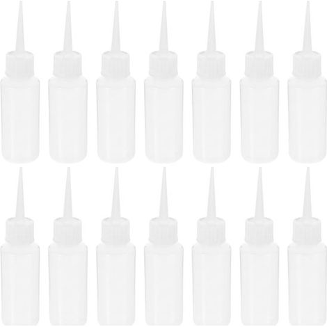Lot de 14 vaporisateurs – 50 ml – Petites bouteilles souples – Compte-gouttes – DIY, barbecue, sauces – Blancs (1/5)
