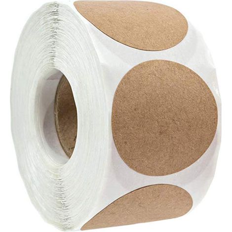 500 Pro Rolle Braune Kraft-Aufkleber, Runde Blanko-Aufkleber für Ladenbesitzer, Handwerk, Organisation, Konservenetiketten, Preisschilder