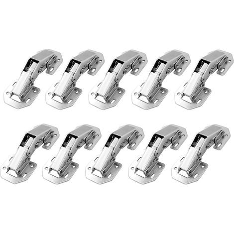 Lot de 10 Petit Charnière à Visser avec Ressort 90 Degré Charnieres Fermeture Automatique pour Portes Légère Complètement en Applique et Rentrant de Meubles Armoires Cuisine (1/5)